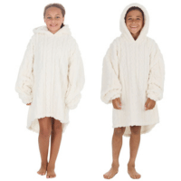 Kids Sherpa Cable Design Cream Huggable Oversized Hoodie