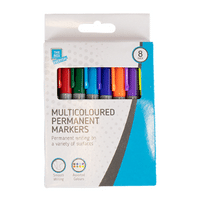 Multi-Coloured Permanent Markers 8 Pack