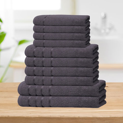 Bear & Panda 10 Piece Cotton Towel Bale Grey