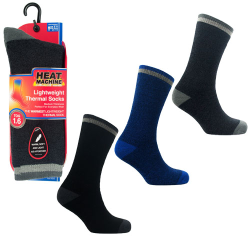 Mens Heat Machine 1.6 Tog Thermal Socks Assorted