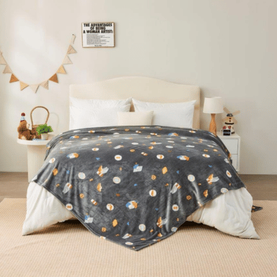 Fun Design Flannel Throw - Croissant Cafe 230cm x 230cm