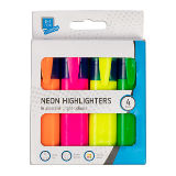 Neon Highlighter Pens 4 Pack Boxed