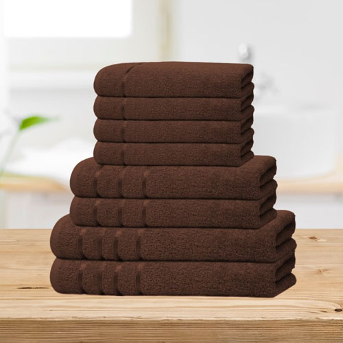 Bear & Panda 8 Piece Cotton Towel Bale Chocolate