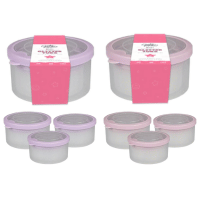 Silicone Lid Glitter Round Tubs 3 Pack