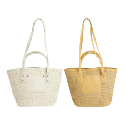 Straw Tote Shopper Bag With Double Handles