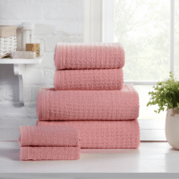 100% Cotton Waffle Bath Towel Dusky Pink