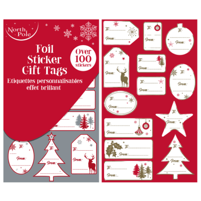 Contemporary Foil Christmas Gift Tags - 100 Pack