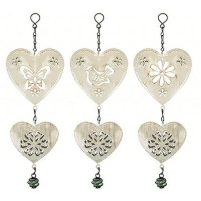 Hanging Heart Garden Decoration Set Of 2