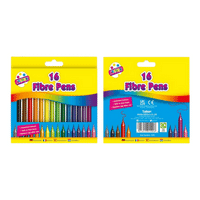 16 Fine Tip Fibre Colouring Pens in Wallet
