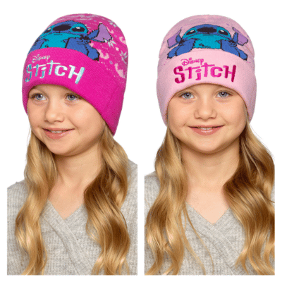 Girls Official Lilo & Stitch Pink Jacquard Hats