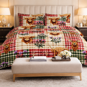 Highland Cow Check Soft Touch Duvet Set