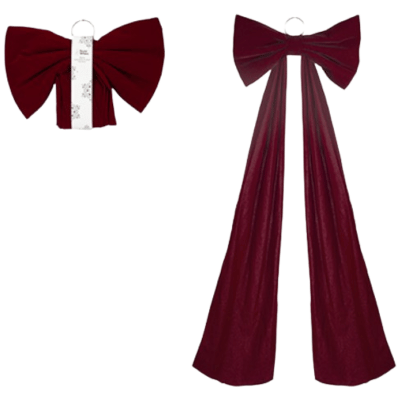 Giant Burgundy Flocked Tree Bow 150cm