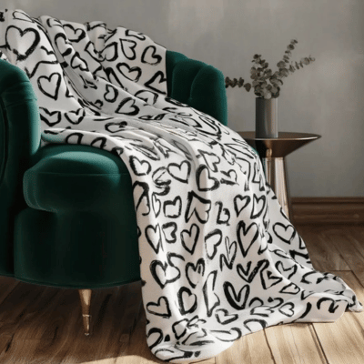 Funky Heart Flannel Throw 200cm x 240cm
