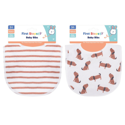 First Steps Cotton Baby Bibs Assorted Designs