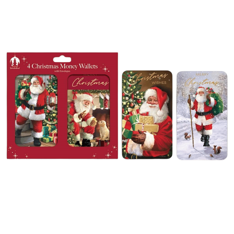 Traditional Design Christmas 4 Pack Money Wallets