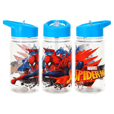 Official Spiderman 450ml Bottle With Pop Up Straw