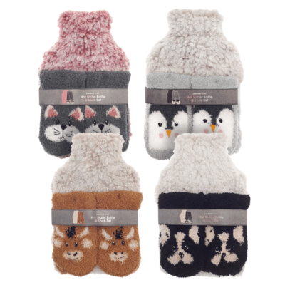 Novelty Hot Water Bottle and Socks Gift Set