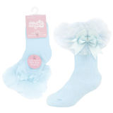 Baby Girls Single Pair Blue Tutu Socks With Bow