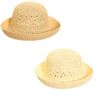 Adult Neutral Straw Hat With Turn-Up Brim