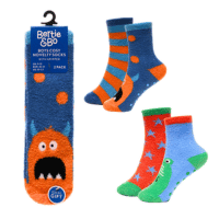 Boys 2 Pack Novelty Brushed Chenille Socks