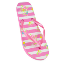 Ladies Ditsy Floral Pink Stripe Flip Flop