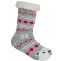 Ladies Polar Bear Slipper Socks with Lining