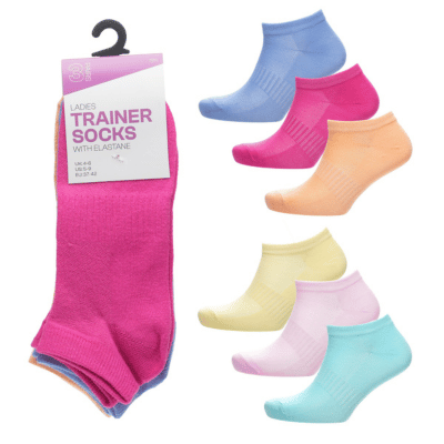 Ladies 3 Pack Pastel Trainer Socks