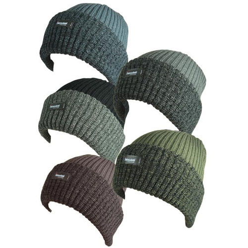 Mens Thermal Rib Knit Hat with Lining
