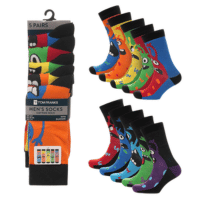 Mens Novelty Design Socks Monsters 5 Pack