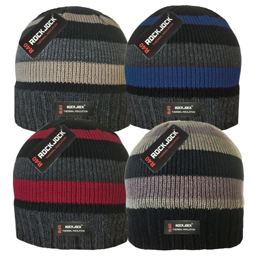 Striped Beanie Hat with Thermal Lining