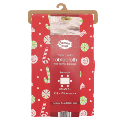 Home Sweet Home Candy Cane Design Wipe Clean Tablecloths