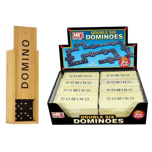 28 Wood Dominoes In Box