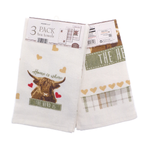 Highland Cow Tea Towel 3 Pack