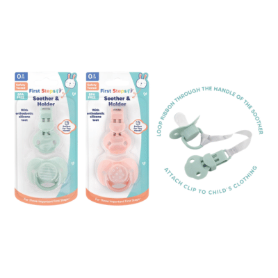 First Steps Soother + Clothes Clip - 2 Assorted