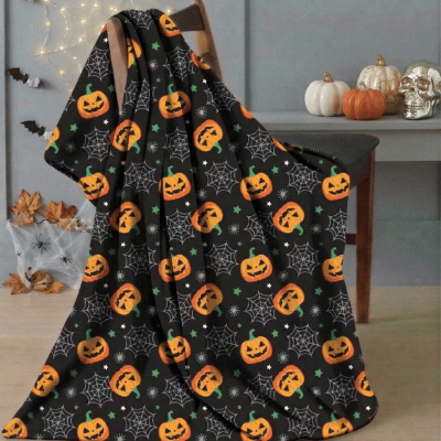 Halloween Pumpkin Design Fleece Blanket Throw