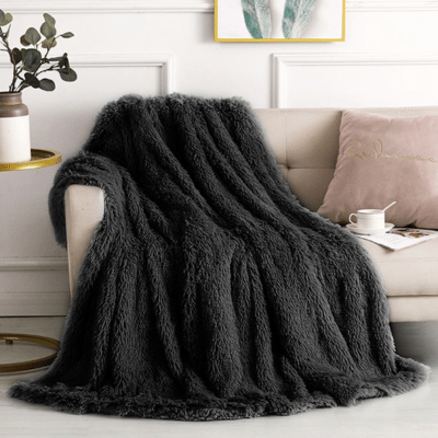 Cuddly Long Pile Throw 150 x 200cm Black