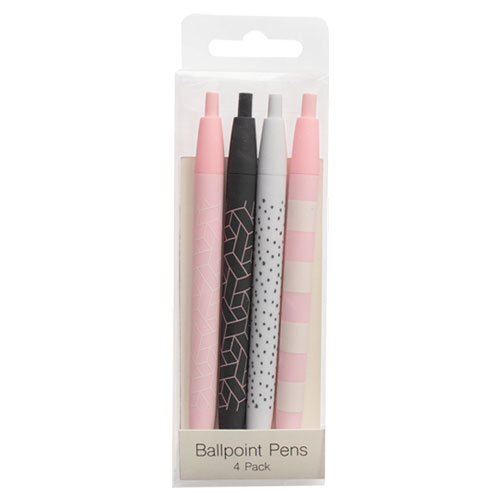 Printed Ball Point Pens 4 Pack