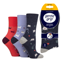 Ladies Gentle Grip Socks Fun Feet Cat Person