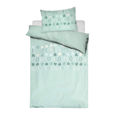Kids Heart Confetti Duvet Set Green