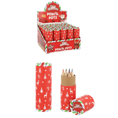 Mini Christmas Colouring Pencil Tubes 12 Pack