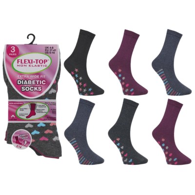 Ladies Flexi Top Socks Footbed Design