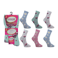Ladies Floral Pastel Design Flexi-Top Socks