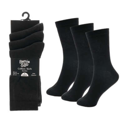 Kids Plain Cotton Rich School Socks Black