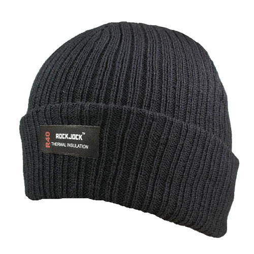 Adult Black Hat with Thermal Lining