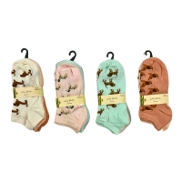 Ladies Bamboo Trainer Socks 3 Pack Dog Collection