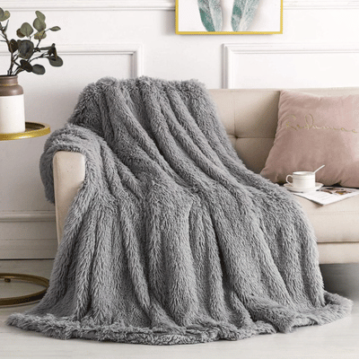 Cuddly Long Pile Throw 150 x 200cm Silver