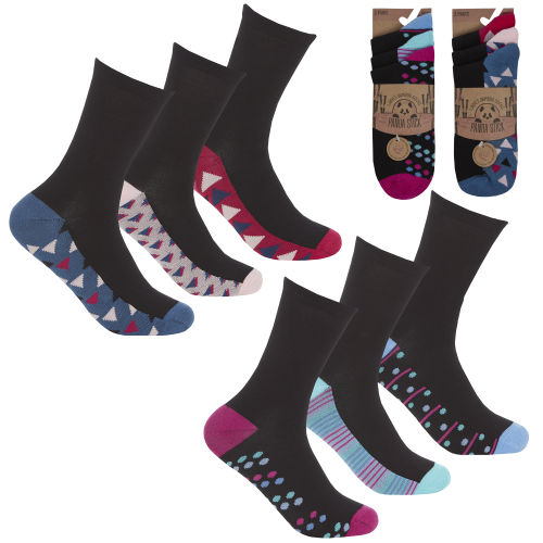 Ladies Bamboo Socks With Footbed Stripes