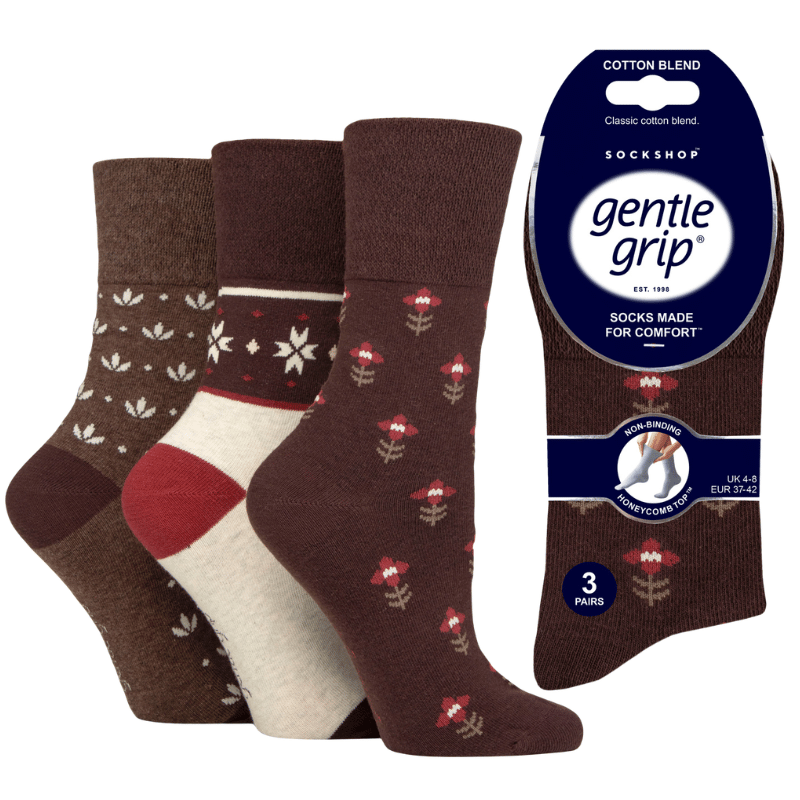 Ladies Gentle Grip Socks - Fairisle Fancy