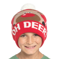 Kids Christmas Oh Deer Design Bobble Hat