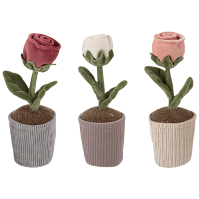 Ornamental Plush Single Rose In Pot 24cm